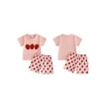 thumbnail image 2 of BemeyourBBs Kids Toddler Baby Girls Summer Clothes Cute Infant Baby Girl Fruit Outf Watermelon Strawberry Short Sleeve T-shirt with Shorts Set Toddler Baby Girls Summer Outfit, 2 of 9