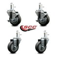thumbnail image 2 of 3.5 Inch Thermo Rubber Wheel Swivel 7/16 Inch Grip Ring Stem Caster Set 2 Brake, 2 of 2