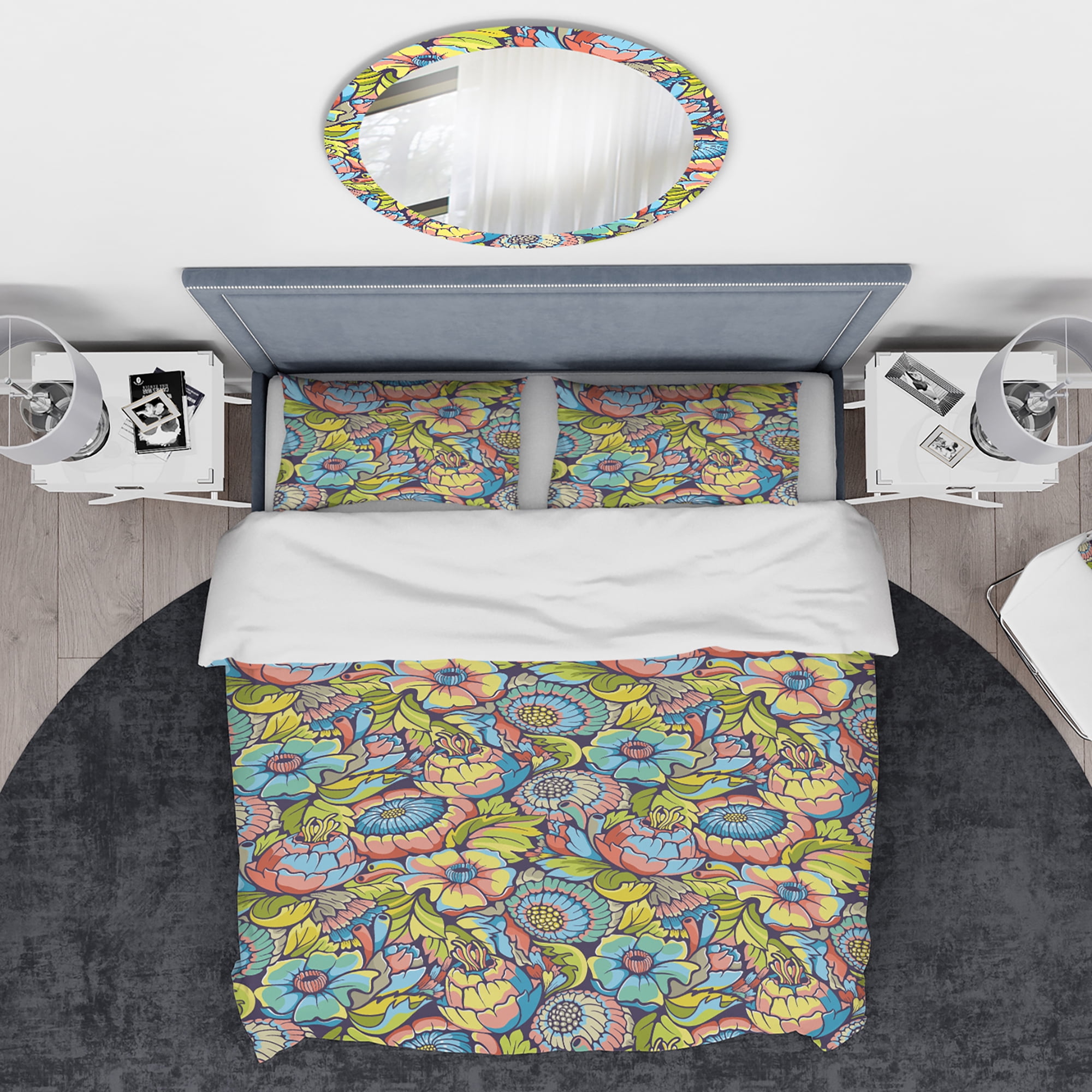 Designart 'Amazing Colorful Floral Pattern' Modern & Contemporary Duvet Cover Set