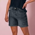 thumbnail image 4 of frariair Plus Size High Waisted Distressed Denim Shorts For Women Stretchy Casual Summer Pocket Jean Shorts Loose Fit Navy M, 4 of 5