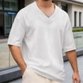 thumbnail image 2 of T Shirts for Man Summer Casual Short Sleeve Jacquard V Neck Relaxed Fit Breathable Tshirts Mens Tees, 2 of 5
