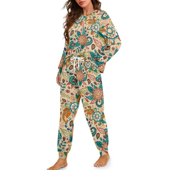 Tutolipy Floral Printed Sleepwear for Women Button Down Pajama Casual 2 Piece Pjs Set Long Sleeve Nightwear with Pajama Pants, XL
