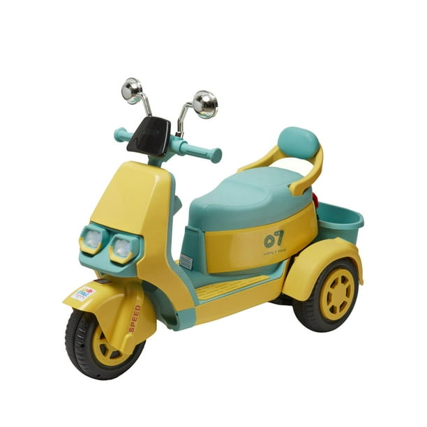 Montable Electrico Denco Toys Motoneta Amarillo Azul Con Control Remoto
