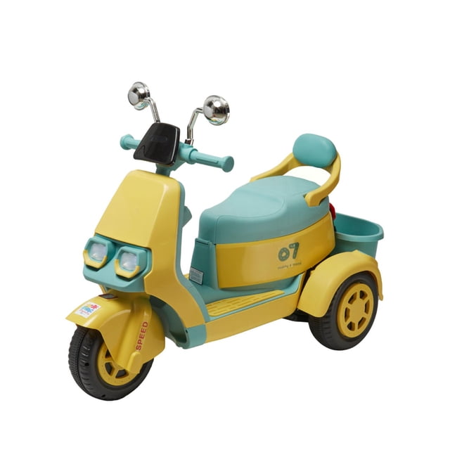 Montable Electrico Denco Toys Motoneta Amarillo Azul Con Control Remoto