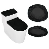 Toilet Lid Cover and Toilet Tank Cover, Machine Washable Seat Covers, Stretch Toilet Covers Set (Black)