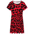 thumbnail image 3 of Animal Print Black Red Leopard Spots Sundress Short Sleeve Dress Summer Women Clothes Dress for Women Dresses, 3 of 7