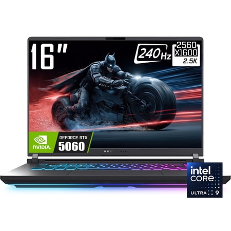 ASUS ROG Strix G16 Gaming Laptop, 16" 2560 x 1600 2.5K 240Hz IPS LCD Display, Intel Core Ultra 9 275HX, NVIDIA GeForce RTX 5060, RGB Backlit KB, Win11 Home(16GB DDR5 RAM | 512GB SSD)