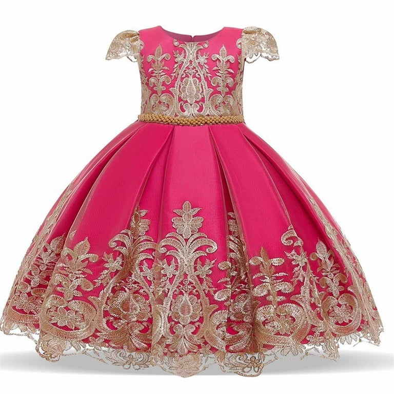 Zwiiyzr 0-10Y Medieval First Communion Dress Flower Girl Dress Elegant  Vintage A-Line Bridesmaid Princess Dress for Wedding Party Red - Walmart.com