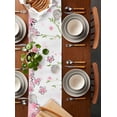 thumbnail image 2 of Pink Flowers Table Runner 70 Inches, Cartoon Botanical Floral Vines Leaves Bed Runner Dresser Scarves Tabletop for Indoor Outdoor Parties/Ceremony/Banquet, 13" x 70", 2 of 8