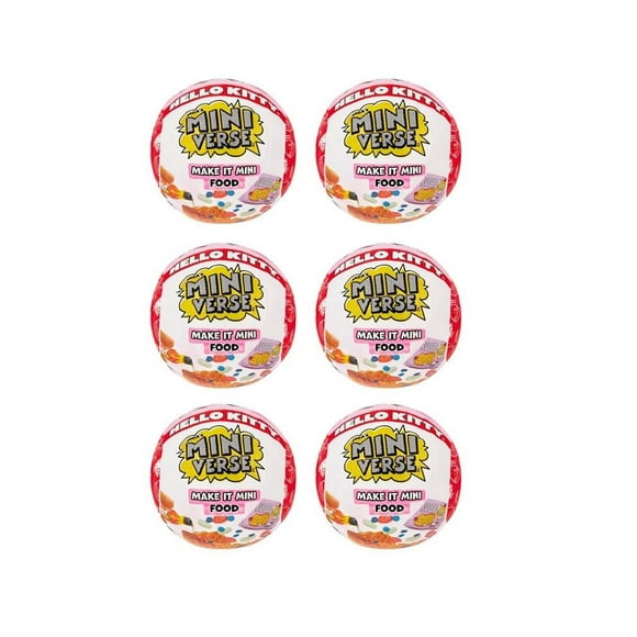 MGA's Miniverse Make It Mini Food Hello Kitty (6 Pack), Mini Objets de Collection, Sanrio, Emballage Mystère, Bricolage, Artisanat, Jeu en Résine, Nourriture Réplique, Nouveauté, Non Comestible, 8+