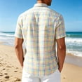 thumbnail image 4 of dgysar Mens Short Sleeve Shirts, Turndown Collar Button Down Relaxed Loose Fit Tops Casual Summer Polyester Plain Weave Breathable Lightweight Fabric Construction Yellow 2XL, 4 of 4