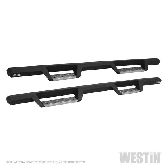 Westin Automotive Nerf Bar 56-140952 HDX; With Drop Down Steps; 3 Inch Square Straight; Powder Coated; Black; Stainless Steel; With Welded End Caps; Rocker Panel Mount