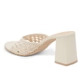 thumbnail image 5 of YDN Women Open Round Toe Woven Mules Slip on Cutout Chunky High Heels Casual Dressy Work Slide Sandals Size 7 Ivory, 5 of 6