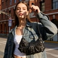 thumbnail image 4 of Btomtd Retro Style Crossbody Bags for Women, Relaxed PU Leather Buckle Handbag, Pleated Underarm Shoulder Purse for Daily Commuting, Black, 4 of 6