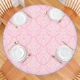 thumbnail image 2 of 44in Round Tablecloth with Elastic Edge, Waterproof Fitted Table Cover for 36-44" Tables, Floral Theme Polyester Reusable Table Cloths Wipe Clean for Picnic, Dining, Outdoor Use and Party Decor, 2 of 7
