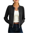 thumbnail image 2 of RRJ Women's Fall Zip Up Bomber Jackets Long Sleeve Open Front Casual Solid Outerwear, Black S, 2 of 9