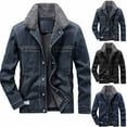 thumbnail image 5 of guisaled Denim Jackets for Men 2025 Winter Sherpa Lined Warm Casual Jacket Turn-Down Collar Thicken Thermal Trucker Jackets, 5 of 6