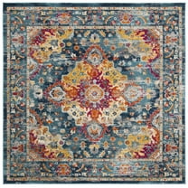 SAFAVIEH Madison Caden Floral Bordered Area Rug, Teal/Fuchsia, 6'7" x 6'7" Square