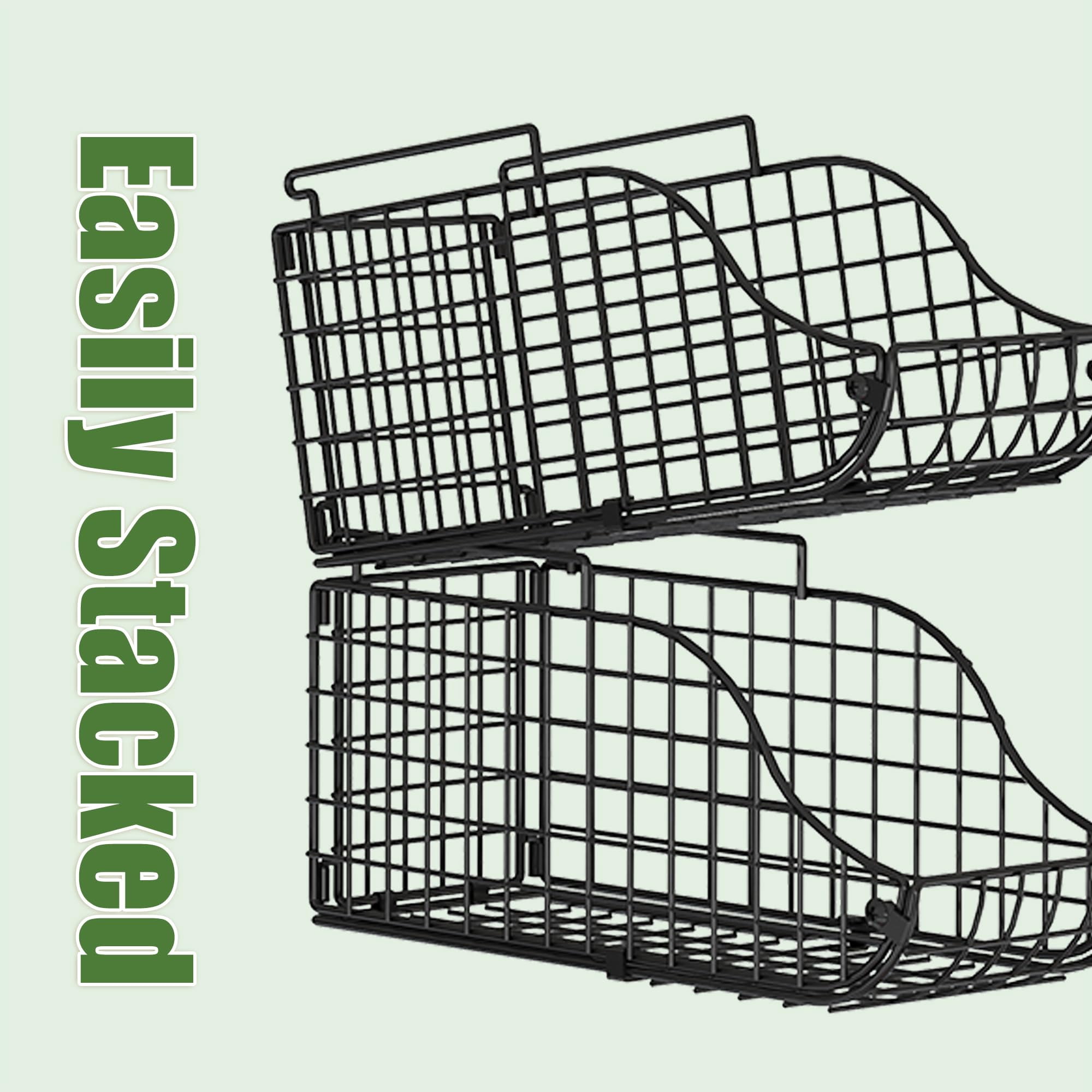 8-pack Can Organizer For Pantry  Stackable Cabinet Food Shelves Fridge Wire Cupboard Storage Holds Up To 72 Beers Small Metal Bin Drink Beverage Egg Gillas Rack Kitchen Countertops Rv