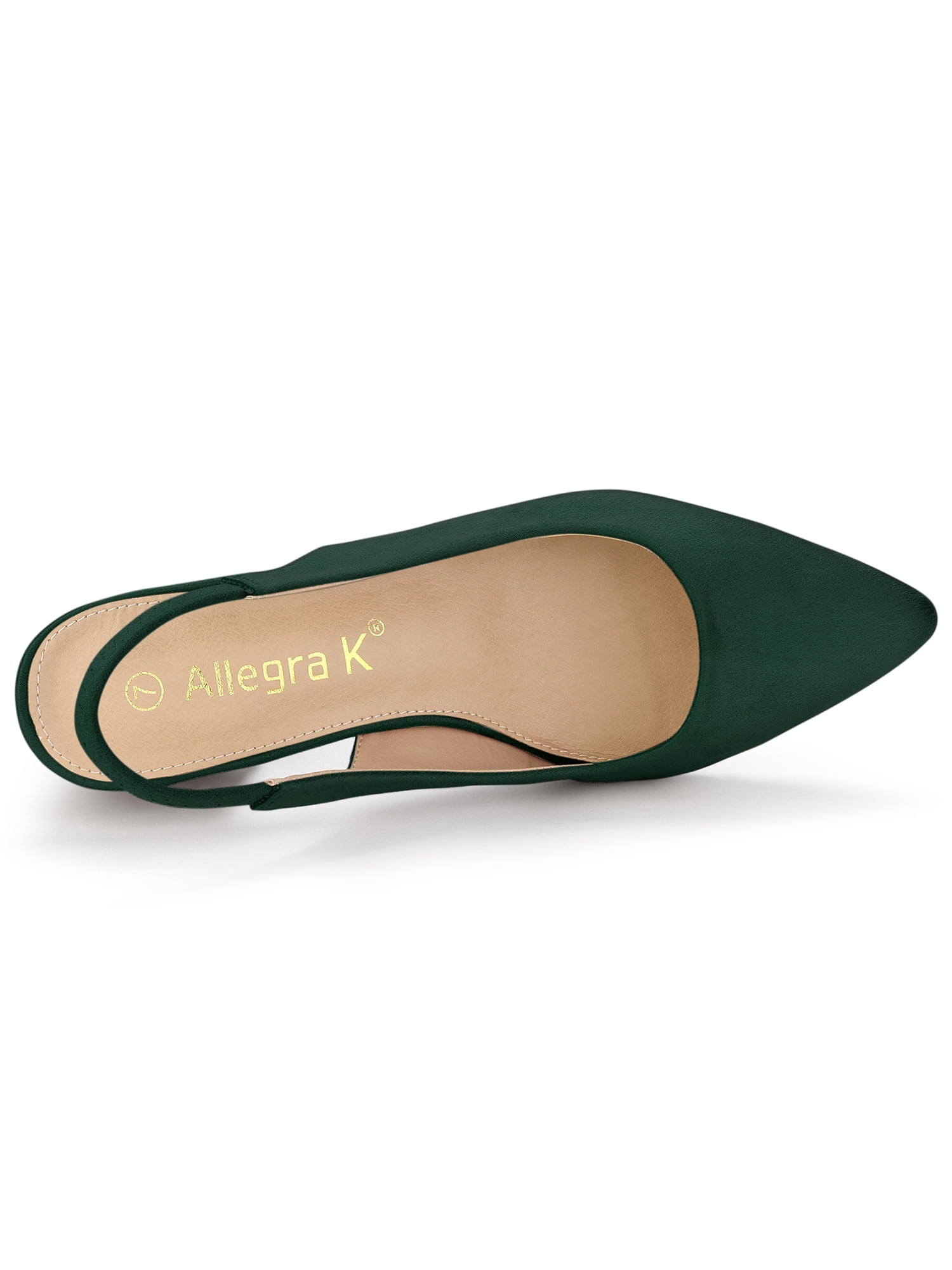 DARING DIVA Women's Pointed Toe Chunky Heels Pumps Slingback Heels Green 6