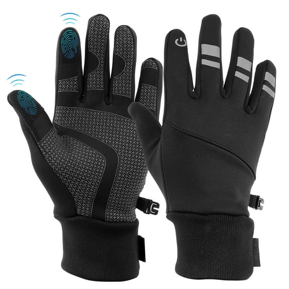 Toorise Winter Warm Cycling Touch Screen Gloves Non-slip Thermal Warm Gloves Splash-Proof Silicone Gloves with Reflective Strip for Cold Weather Outdoor Running Hiking Motorcycle