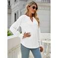 thumbnail image 5 of SIEANE Ruffle Long Sleeve Blouse for Women V Neck Hollow Out Shirt Casual Tops, 5 of 6