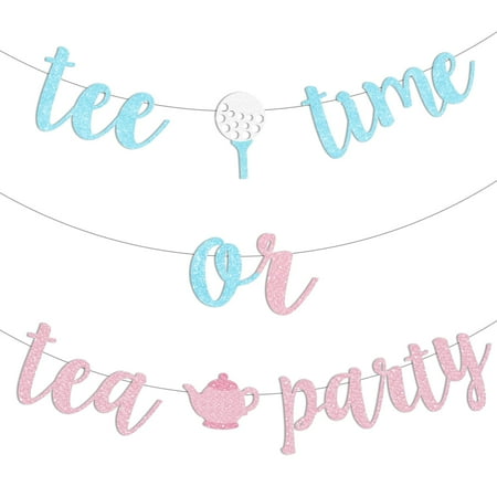 Sursurprise Golf Gender CORNET Reveal Decorations, Tee Time or Tea Party Banner Pink Blue for Boy or Girl Golf Baby Shower Gender Reveal Party Supplies