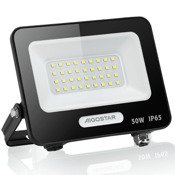 Reflector Led 50w Slim Ip65 Negro Luz Blanco Frio Exterior