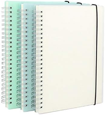 3 Pack A5 Spiral Bullet Dotted Journal with 120gsm Thick Paper, Dot Grid Spiral Notebook with Plastic Hardcover and Elastic Band Closure, 80 Sheets Per Pack 5.7X 8.3 inches