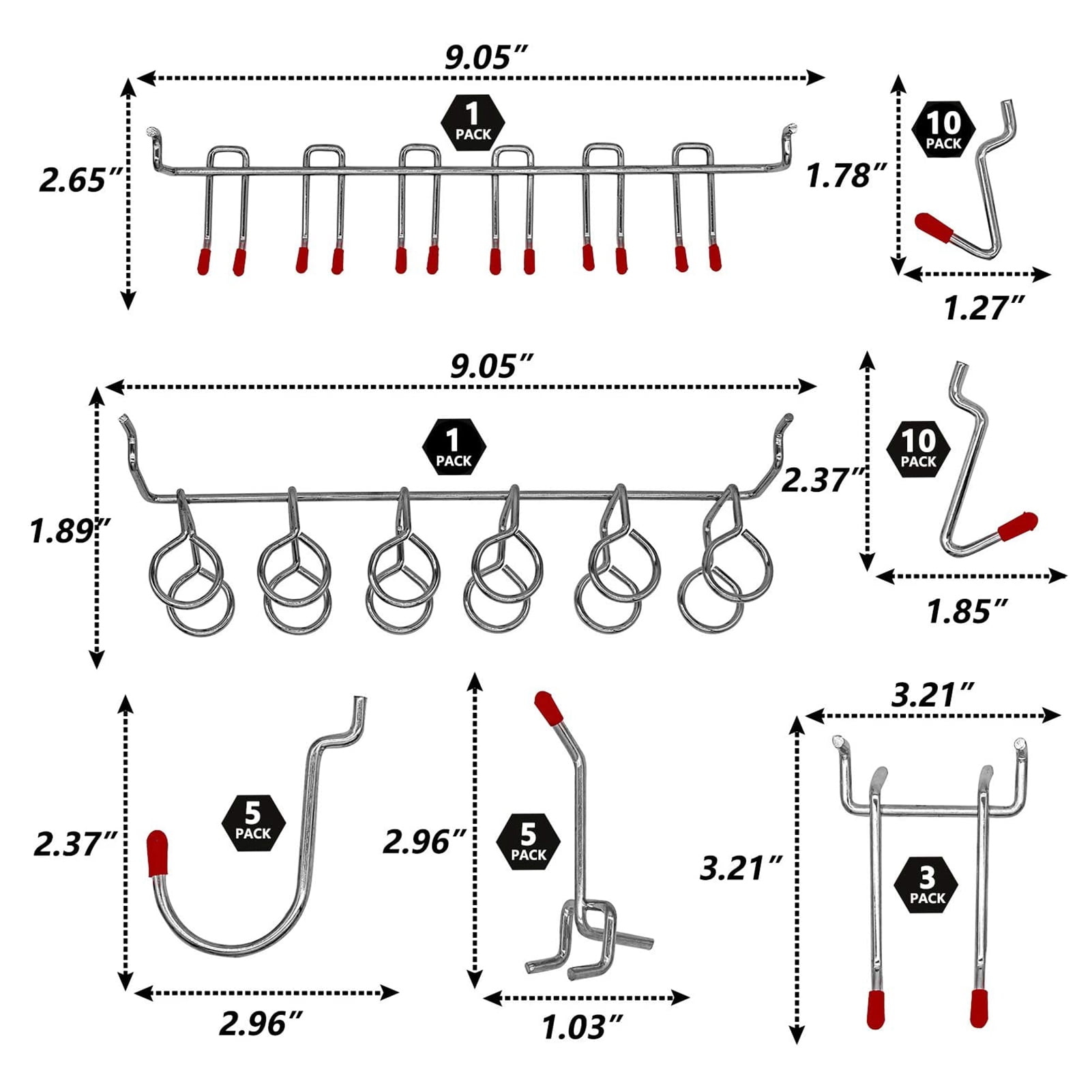 114Pcs Metal Pegboard Hooks Organizer Assortment Kit Peg Locks Hanging Applications