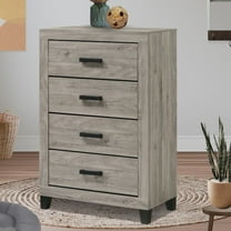 Kings Brand Furniture Napa 4-Drawer Chest – Light Grey Tall Bedroom Storage Organizer for Adults & Teens
