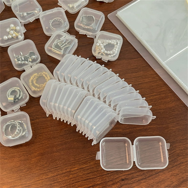 50 Pack Small Clear Plastic Storage Containers with Lids, Trianu Mini Beads Storage  Containers Box for Jewelry, Hardware, Game Pieces, Crafts, Tiny Beads, 1.37  x 1.37 in 