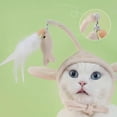 thumbnail image 4 of LAZIOEGR Head‑Wearing Cat Teaser Wand – Interactive Bunny‑Hat Toy with Feathers, Protects Furniture, Ideal Gift, 4 of 9