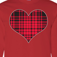 thumbnail image 4 of Inktastic Red Plaid Heart Long Sleeve T-Shirt, 4 of 5
