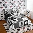 thumbnail image 2 of Erosebridal Eat Sleep Hockey Check Twin Bedding Sets, Sport Bedding Comforter Set for Boys and Men, Black Reversible 7-Piece, 2 of 6