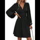 thumbnail image 2 of Vestido Elegante para Mujer, Cuello en V, Larga, Cintura Alta, Corte Holgado, para Fiesta de Graduación, Cóctel, Corto Negro S, 2 of 8