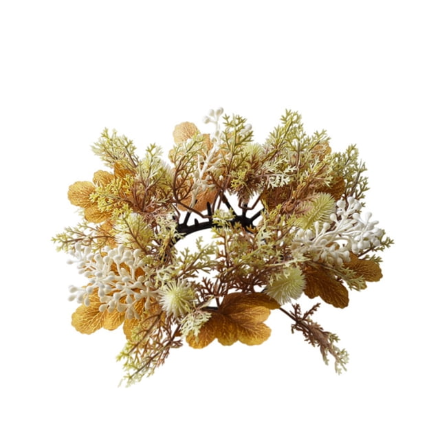 Candle Ring Wreath Centerpiece For Thanksgiving Christmas Halloween Fall Table Decorations Holiday Party Decor Plastic Fall Items Decor 2.95 Inches Inner Diameter