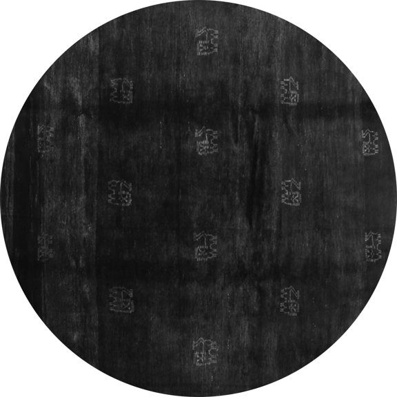 Ahgly Company Indoor Round Abstract Gray Contemporary Area Rugs, 4' Round