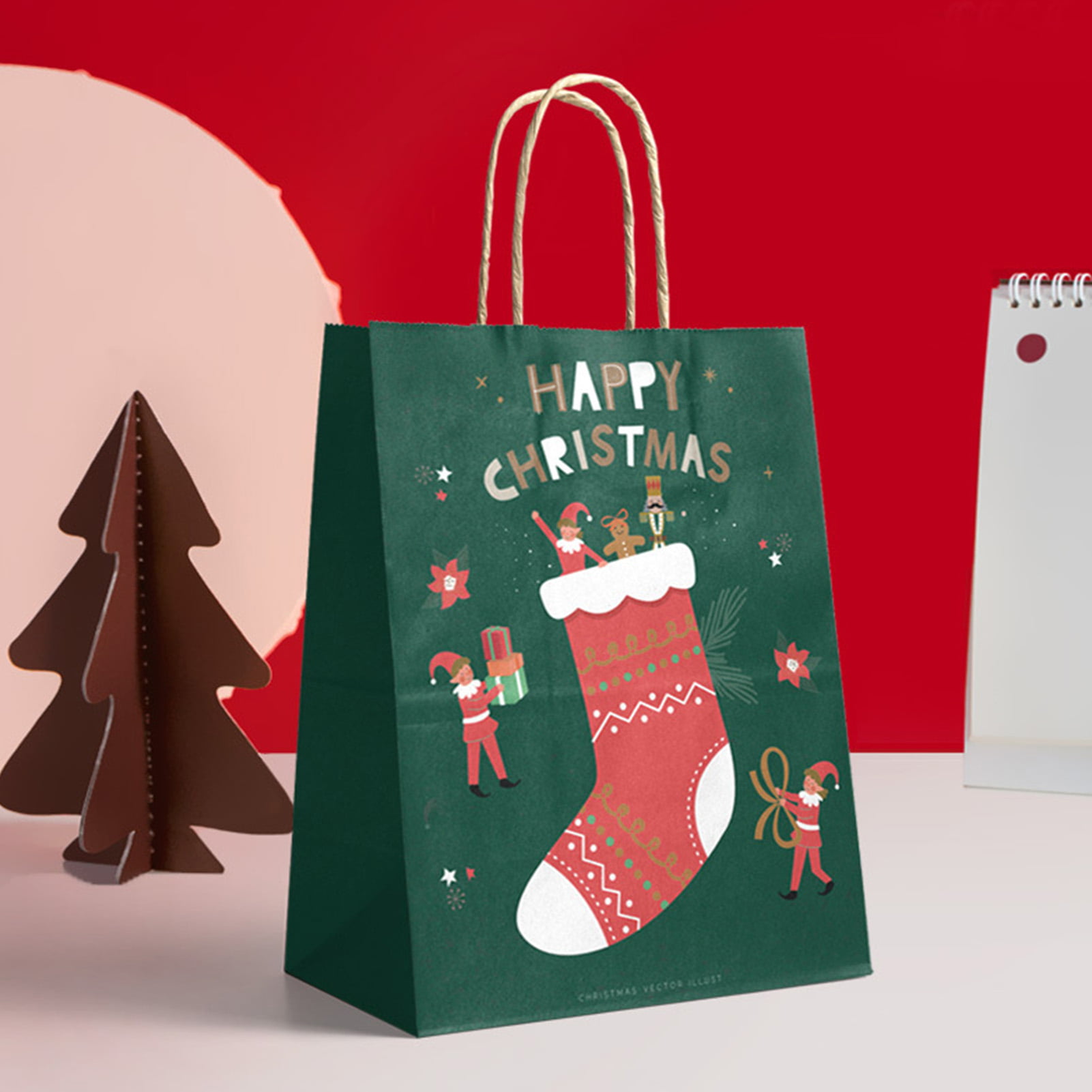 Santa Claus Christmas Treat Bag Festive Stocking 3 x Felt Santa Face Gift Bag 