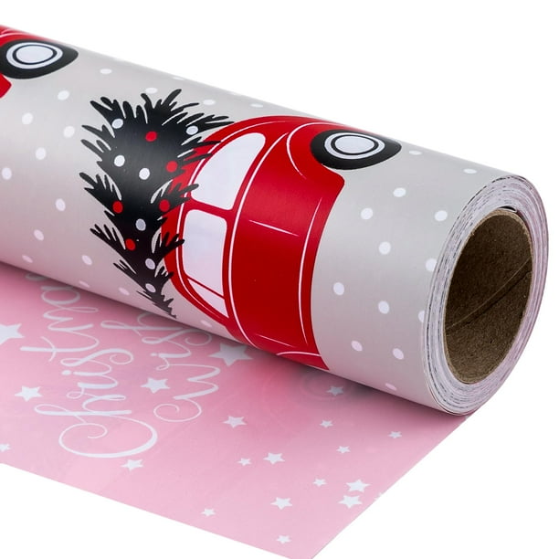 Rollo de papel de regalo RUSPEPA reversible para Navidad, 44 cm x 10 m