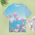 thumbnail image 4 of Vibe Blooming Tulips Women's T-Shirt Short Sleeve T Shirts Tops Tee Ladies Loose T, 4 of 6