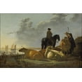 thumbnail image 1 of 24"x36" Gallery Poster, Peasants with Four Cows by the River Merwede by aelbert cuyp 1658, 1 of 1