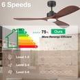 thumbnail image 4 of 52” Wood Smart Ceiling Fans with Lights Remote,Quiet DC Motor,Outdoor Indoor Ceiling Fan,Voice Control via WIFI Alexa App,Dimmable,Modern Black Lighting& Ceiling Fan for Bedroom Patio Porch, 4 of 7