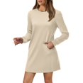 thumbnail image 1 of Robes pour Femmes Robes pour Femmes Manches Longues Décontractées Coupe Ample Mode Automne Col Rond Min, 1 of 7