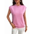 thumbnail image 2 of Women'S Mock Neck Sweaters Vest Business Casual Trendy Tops Fall Outfits Pink XL, 2 of 9