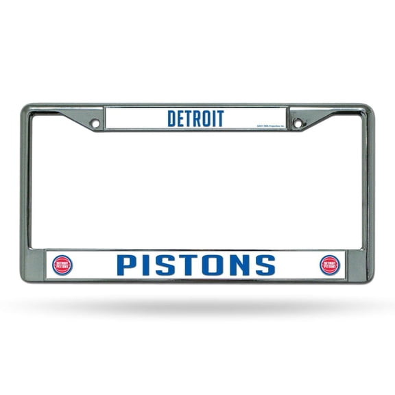 Detroit Basketball Pistons - 12" x 6" Standard Size - Chrome Metal License Plate Frame