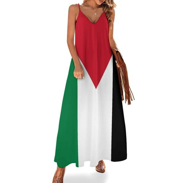 Nueva obra de arte basada en la bandera palestina Vestido sin mangas Ropa de mujer Traje de festival Ropa de playa para mujer