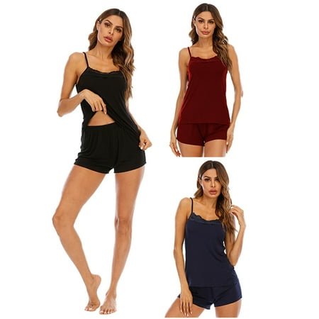 

Womens Sleepwear Lingerie Cotton Pajamas Cami Shorts Set Nightgowns for Women Soft Sexy