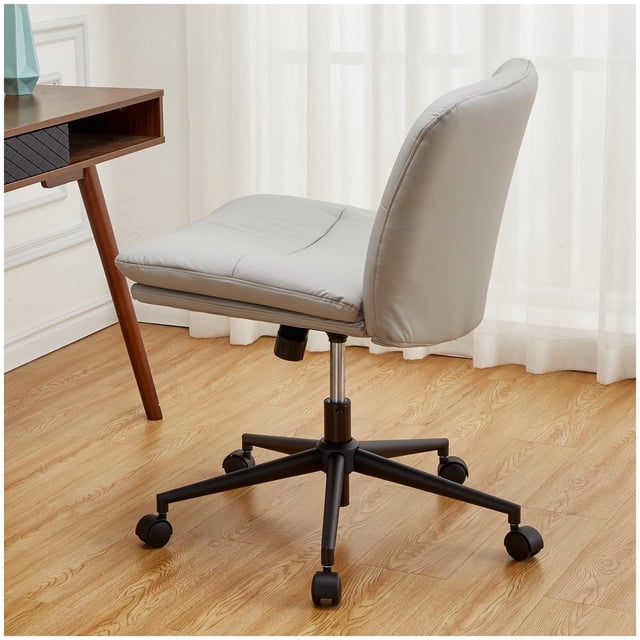 BeesClover Chaise de Bureau avec Roues, Sans Accoudoirs, Hauteur Réglable, Cuir PU, Moderne, Taille Standard, Parfaite pour Bureau, Gaming, Salle à Manger