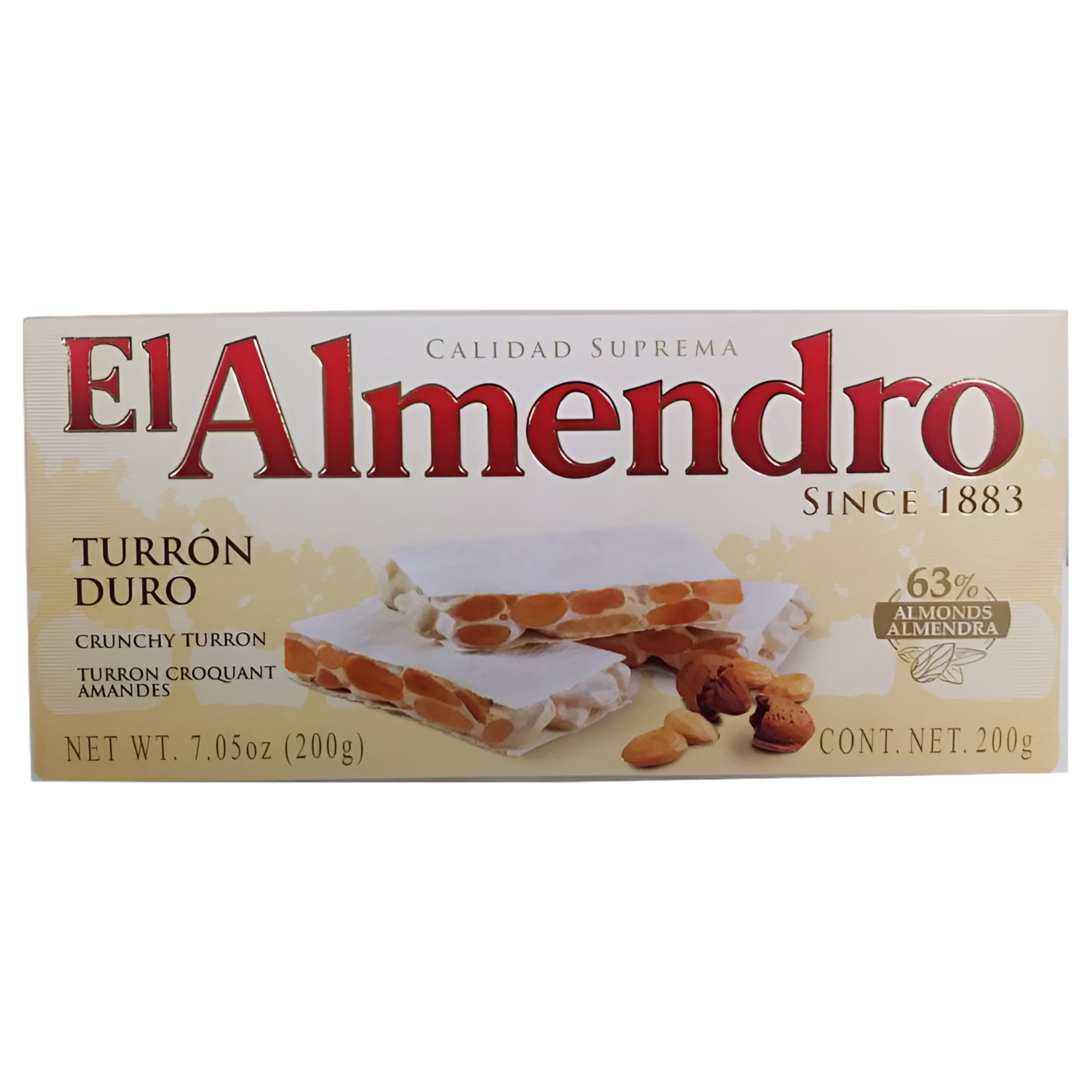 El Almendro Crunchy Almond Turron (Turron Duro) Candy Brittle 1 Piece 7.05 Oz